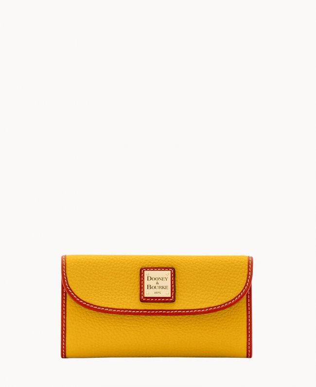 Dooney Pebble Grain Continental Clutch Mustard ID-ePobMDAD