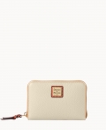 Dooney Pebble Grain Medium Zip Around Wallet Bone ID-KuY9OeeY
