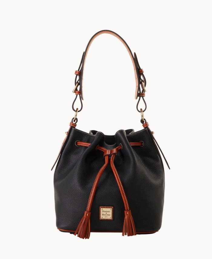 Dooney Pebble Grain Drawstring Black ID-MWCMMTLI