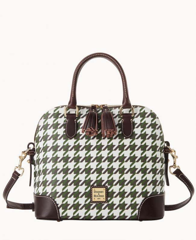 Dooney Houndstooth Domed Satchel Green ID-NDwBNixe Dooney Houndstooth Domed Satchel Green ID-NDwBNixe