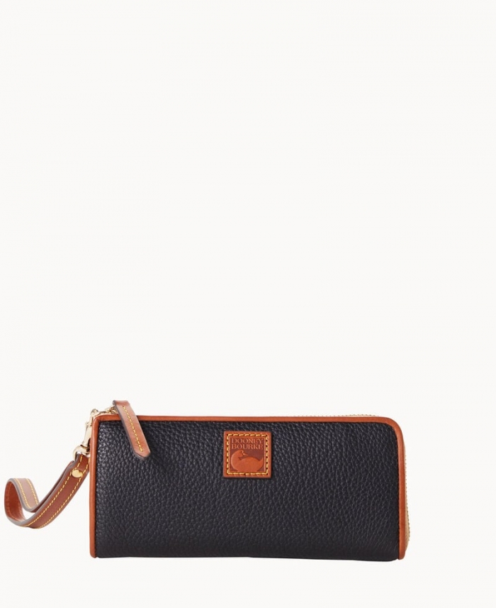 Dooney Pebble Grain Zip Clutch Wristlet Black ID-smxqLes4