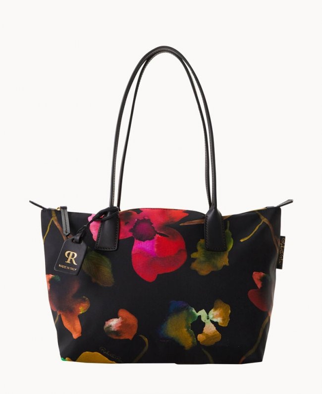 Dooney Roberta Pieri Flower Classic Sm Robertina Tote w Long Handle Black Black ID-Yehp31tl Dooney Roberta Pieri Flower Classic Sm Robertina Tote w Long Handle Black Black ID-Yehp31tl