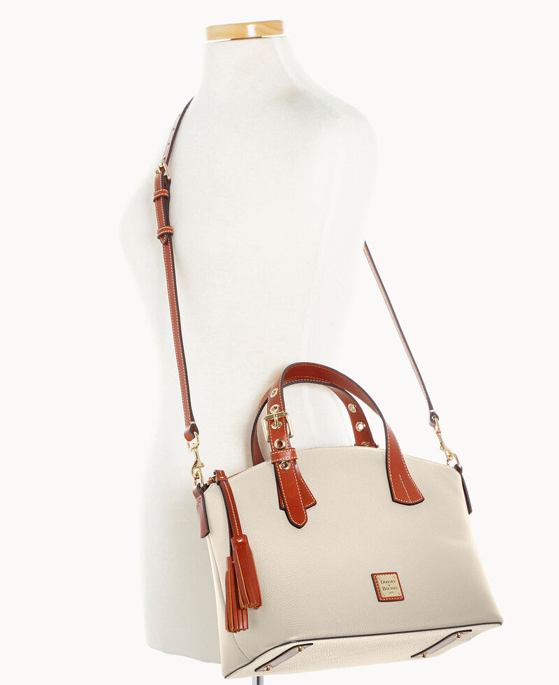 Dooney Pebble Grain Trina Satchel Bone ID-0w3167Dn