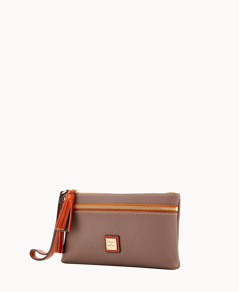 Dooney Pebble Grain Double Zip Wristlet Elephant ID-6a4BMzrM