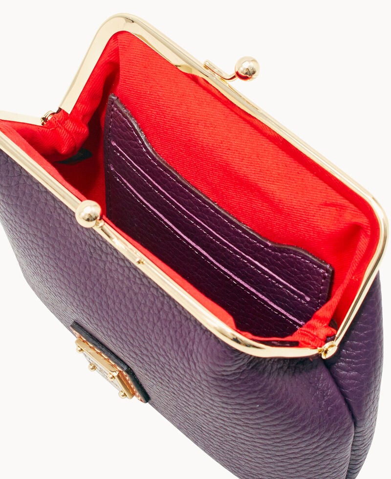 Dooney Pebble Grain Large Framed Purse Plum Wine ID-9ZUcJTpX