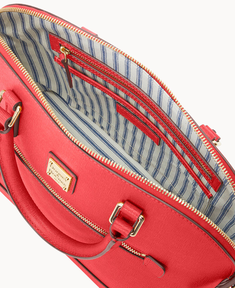 Dooney Saffiano Domed Zip Satchel Tomato ID-DBikZPbX