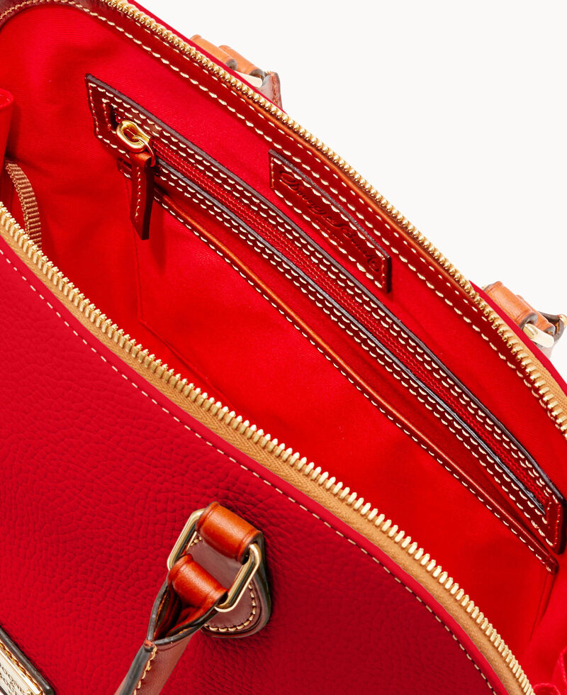 Dooney Pebble Grain Zip Zip Satchel Red ID-FqoTTFod