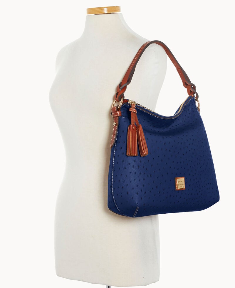 Dooney Ostrich Twist Strap Hobo Navy ID-HzhcC6wX