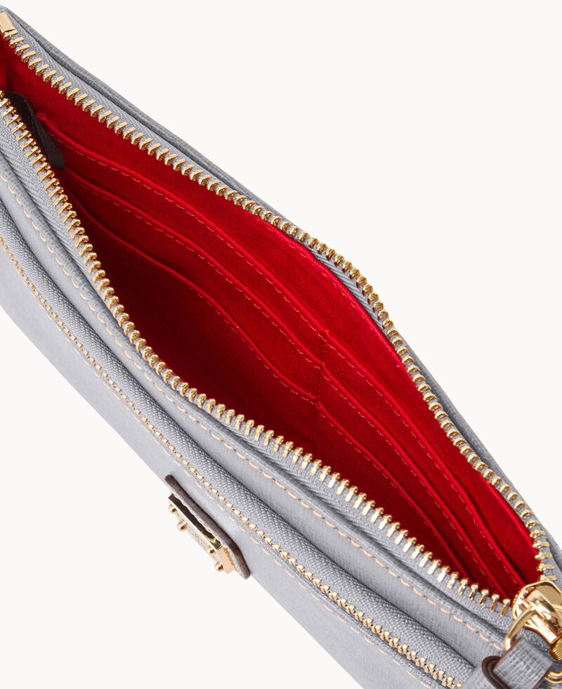 Dooney Saffiano Double Zip Wristlet Smoke Grey ID-PDt1kTNm