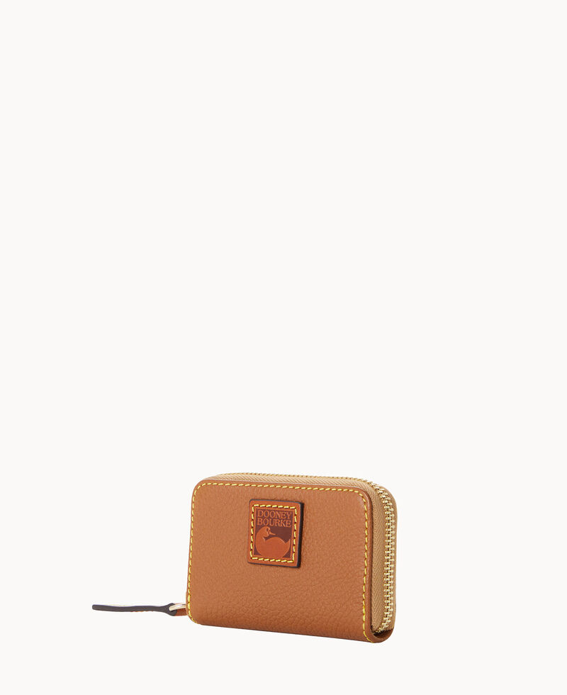 Dooney Pebble Grain Zip Around Credit Card Case Caramel ID-S2G3LTTS