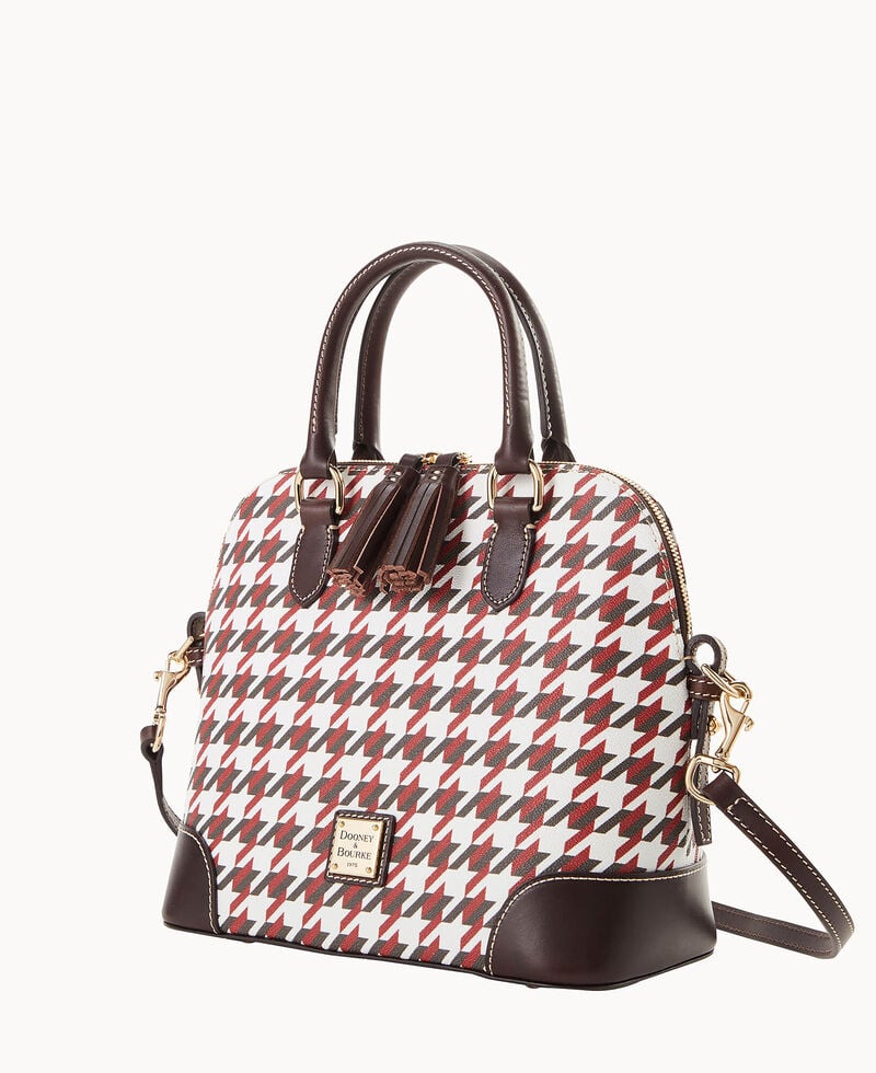 Dooney Houndstooth Domed Satchel Brick ID-TXcAmZdO