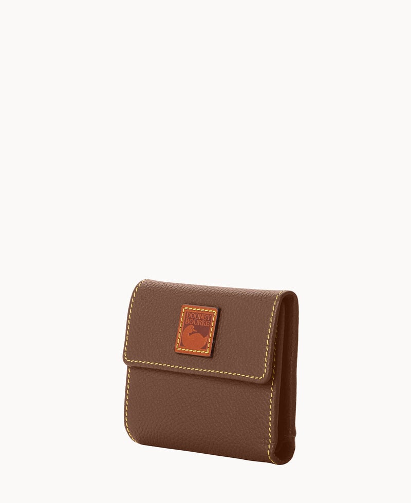 Dooney Pebble Grain Small Flap Credit Card Wallet Bark ID-Zex4i95c