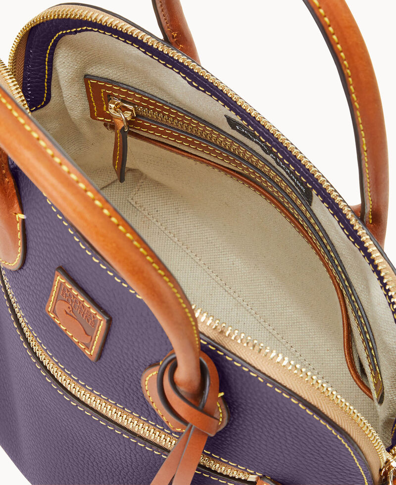 Dooney Pebble Grain Domed Satchel Plum Wine ID-bZUPIEJQ