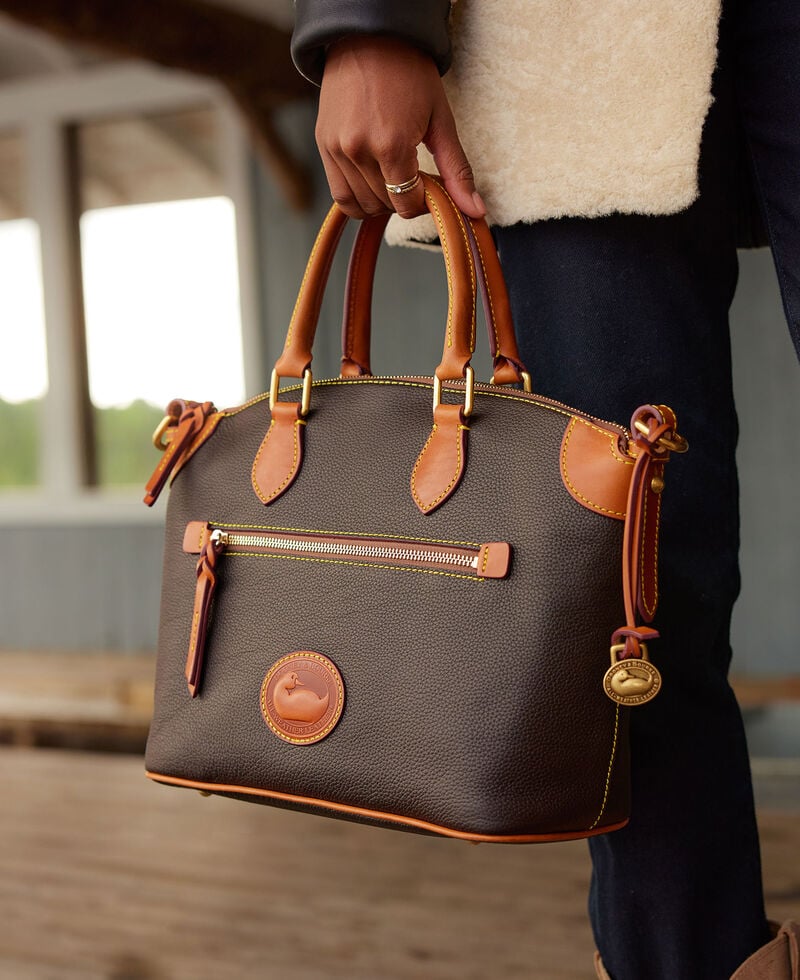 Dooney All Weather Leather 3.0 Domed Satchel 30 Caramel ID-fRjGvSH6