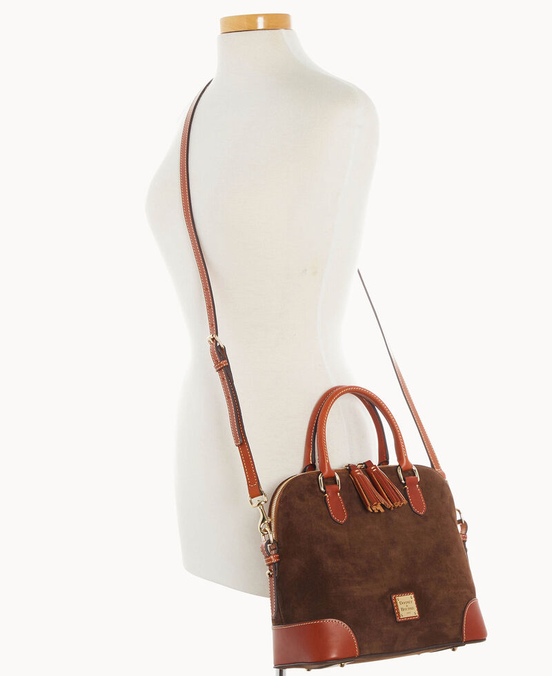 Dooney Suede Domed Satchel Brown Tmoro ID-fwnMTOyo