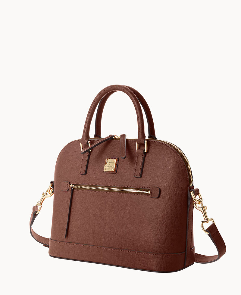 Dooney Saffiano Domed Zip Satchel Amber ID-iamMR6AF