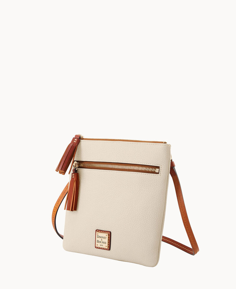Dooney Pebble Grain Double Zip Tassel Crossbody Bone ID-mzmBsokN