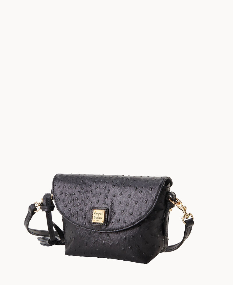 Dooney Ostrich Crossbody Saddle Bag Black ID-pf9o46yi