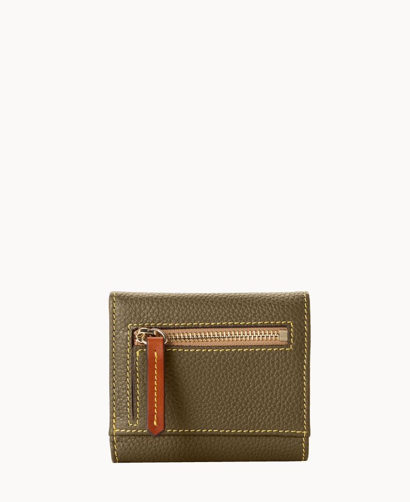 Dooney Pebble Grain Small Flap Credit Card Wallet Olive ID-ufakwRDz