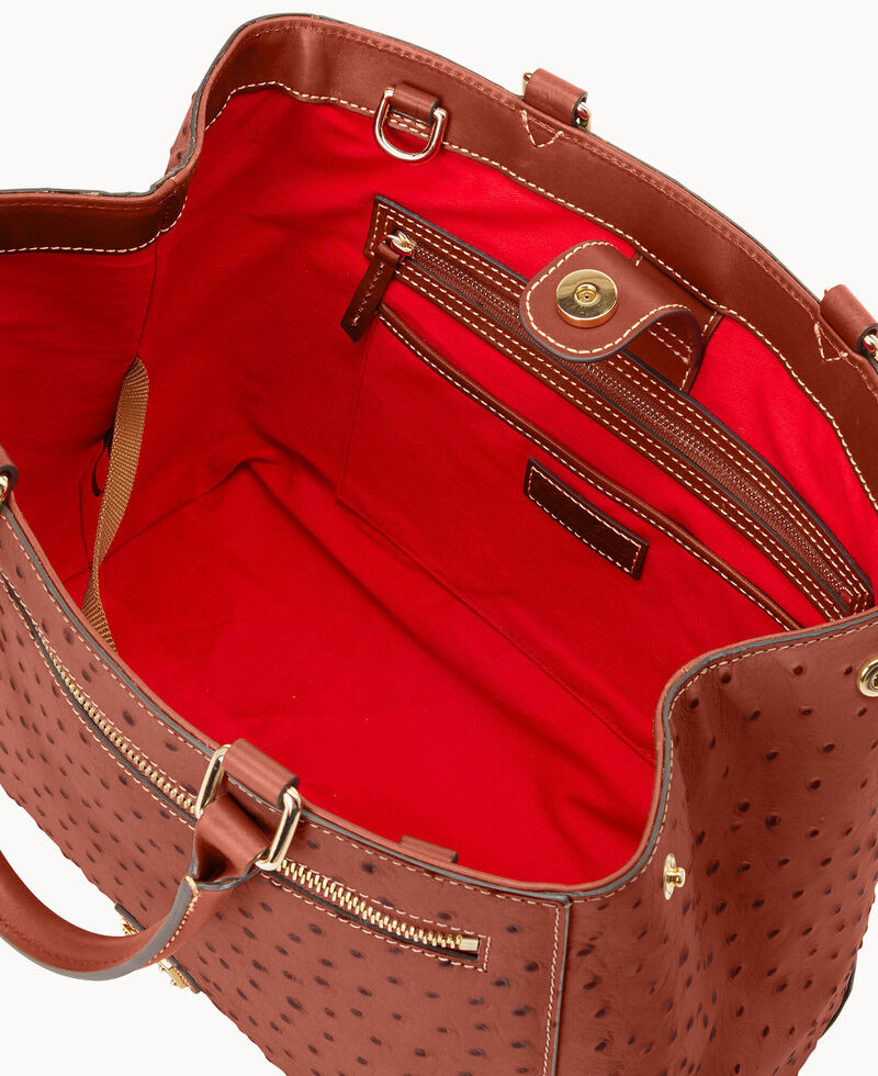 Dooney Ostrich Zip Satchel Cognac ID-xV24IBuE