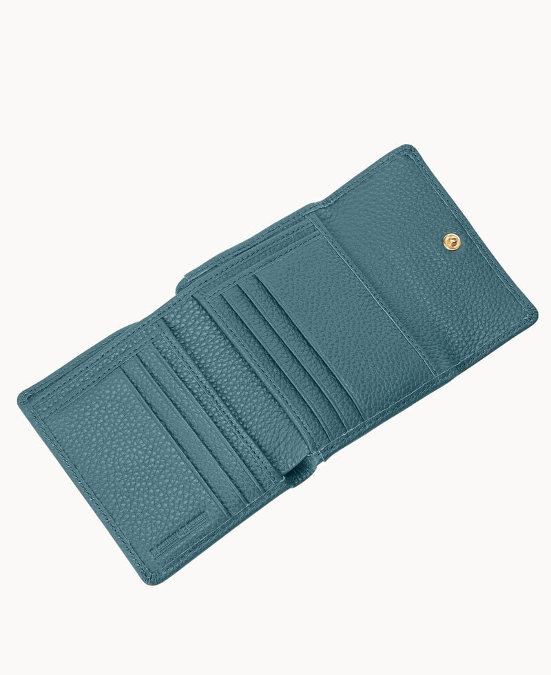 Dooney Pebble Grain Small Flap Credit Card Wallet Teal ID-xgZ39rFT